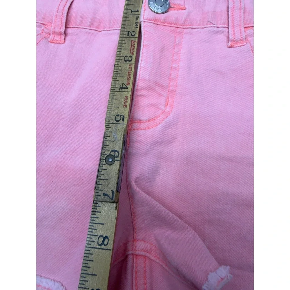 Justice Shorts Girls Size 16 Pink Cut Off Raw Denim Stretch Casual‎ Walking